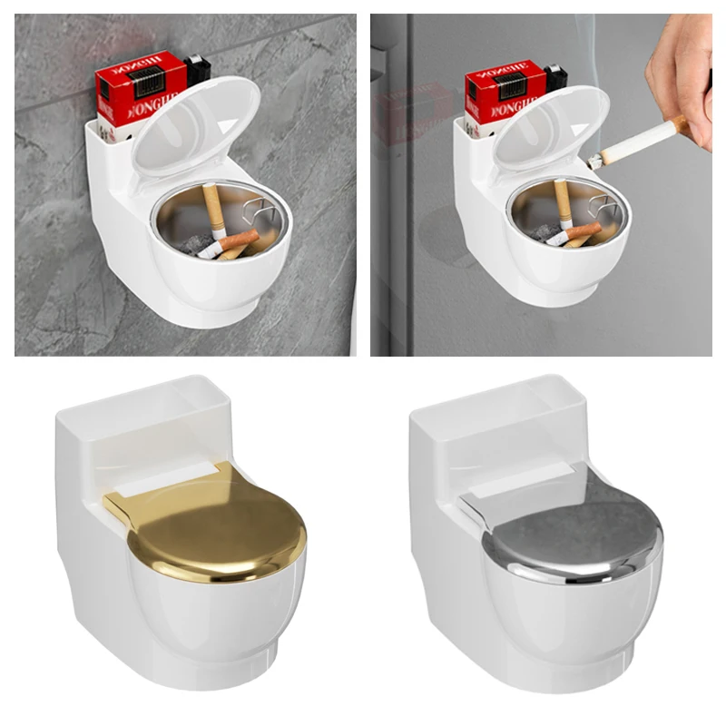 

Creative Wall Mounted Toilet Ashtray With Lid And Anti Fly Ash Stainless Steel Inner Liner For Use In Living Room And Bathroom