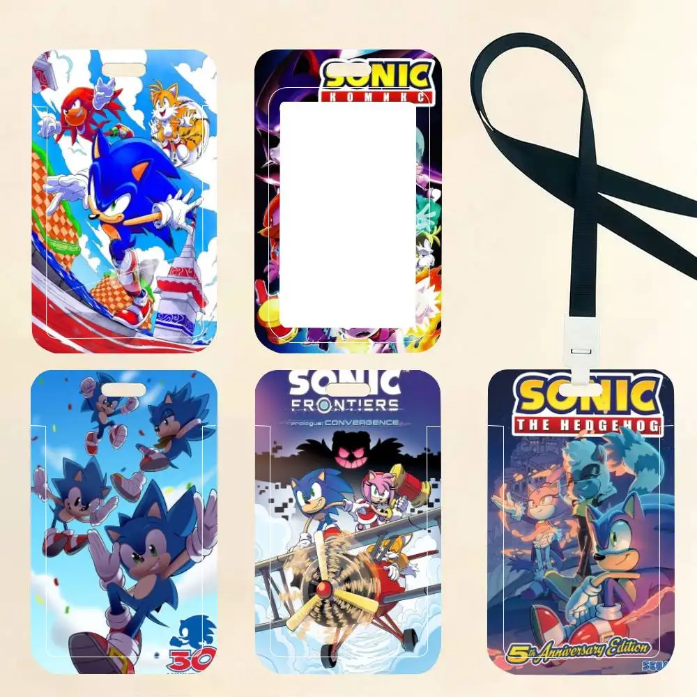 Video Games S-Sonics CartoonS ID Card Holder Neck Strap Pendant Door Badge Holder Lanyards Keychain Work Credential Case Gift