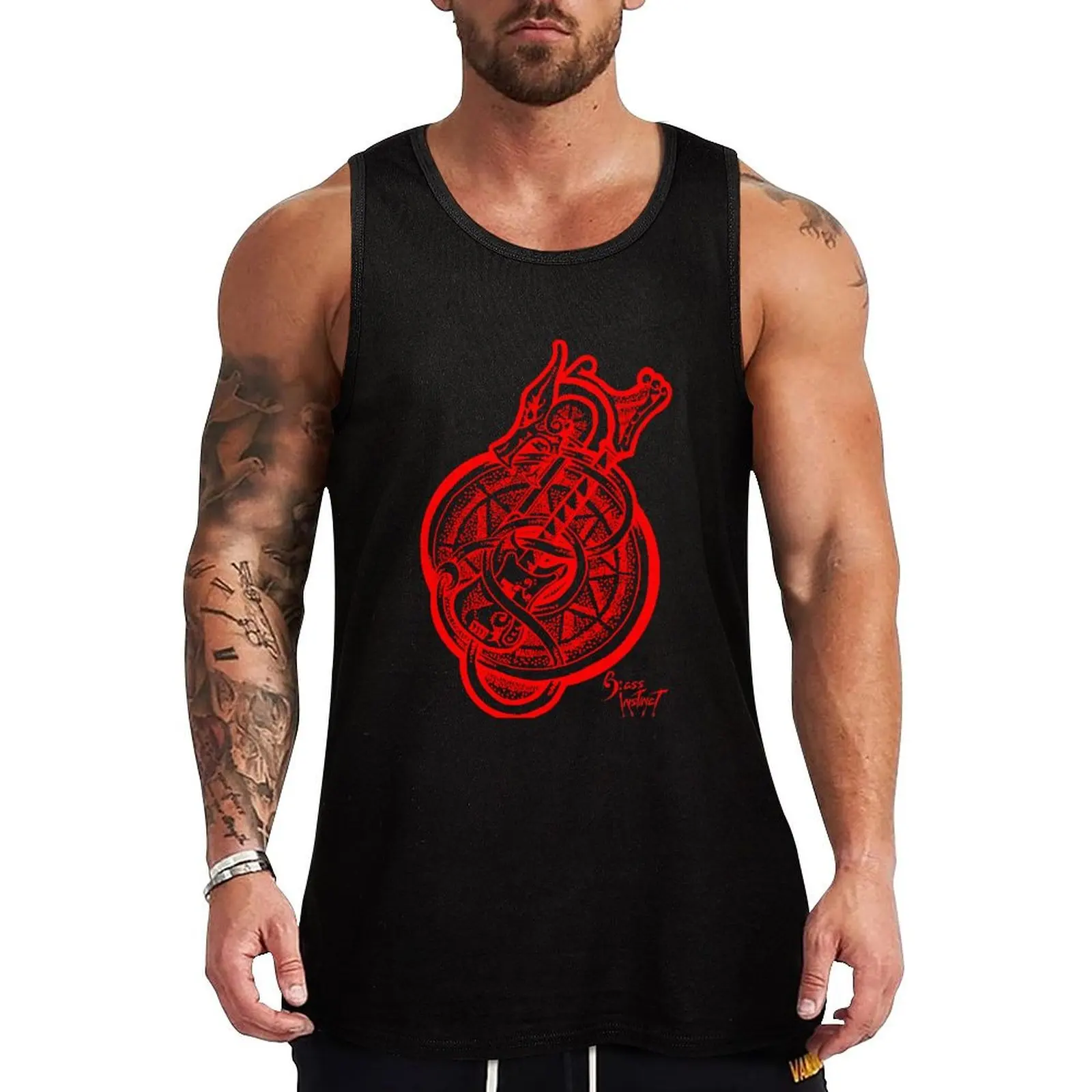 

Dragon Bass Dotwork Tank Top anime clothes Men's gym summer clothes men 2025 Gym wear