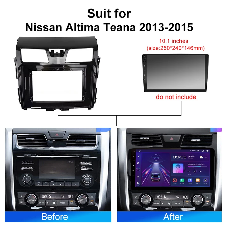 لوحة تركيب فآسيا راديو السيارة لنيسان ألتيما Teana 2013-2015 أندرويد 2 Din ستيريو تصاعد الحافة غطاء طقم إطارات #5