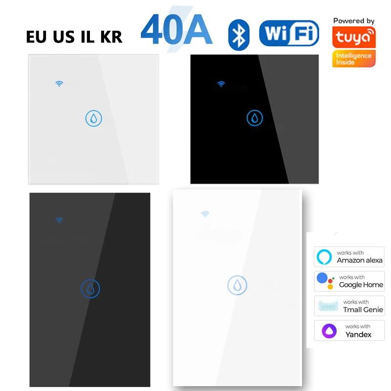 

Tuya WiFi Boiler Water Heater Switch 40A Air Conditioner EU US IL Israel Switch Smart Life App Remote Control Energy Monitoring