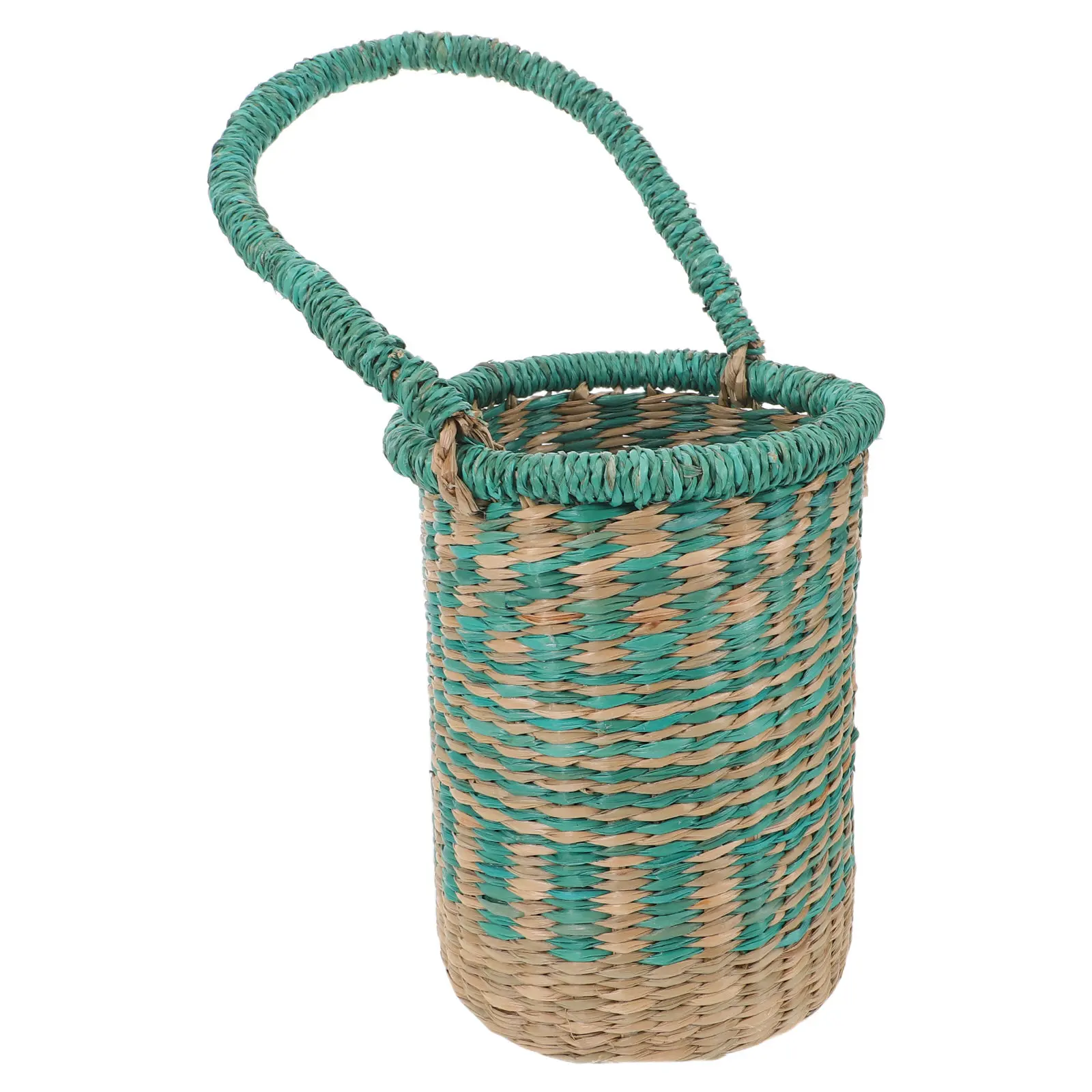 Cylinder Seagrass Basket Handwoven Tall Storage Basket with Handles for Wine Presentation Home Organization Decorative Gift Use view 4