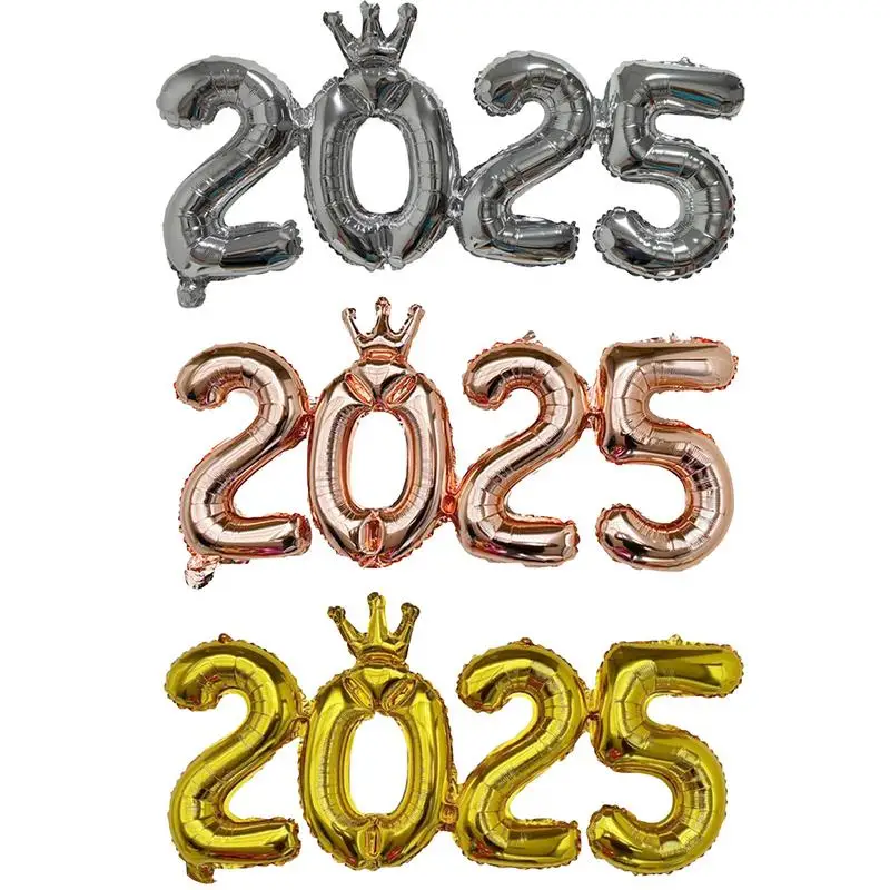 

2025 Number Aluminum Foil Balloon Happy New Year New Year's Eve Party Decoration Photo Booth Props Supplies Christmas