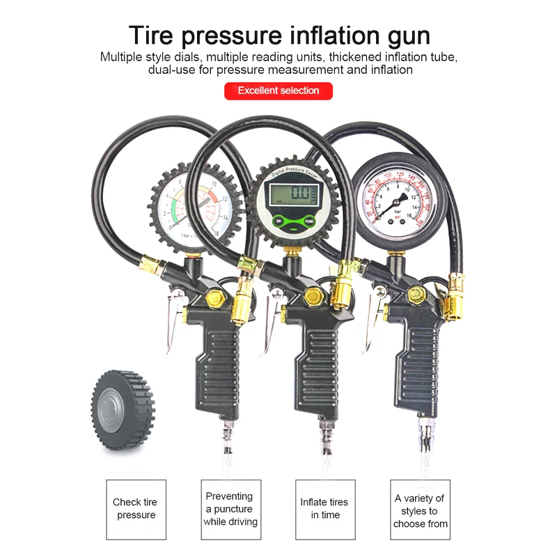 

Digital Car Tire Pressure Gauge Gun Type Inflation Monitoring Deflatable Air Compressor Motorcycle SUV Air Pump Tyre Repair Tool