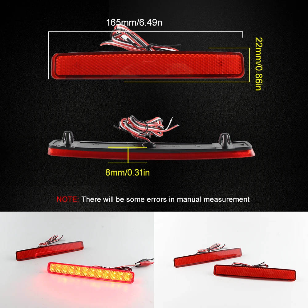 2Pcs 12V Red Lens LED Rear Bumper Reflector Light For Volkswagen VW T5 Transporter Tail Brake Stop Signal Lamp OEM# 7E0945105