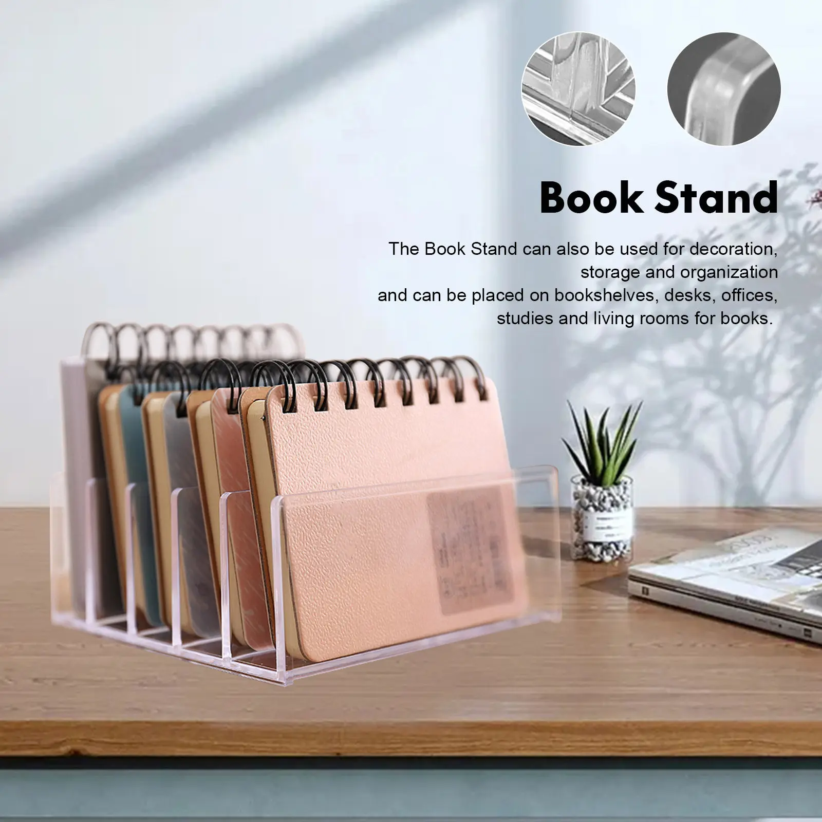 Elegant Acrylic Bookends Book Support Stand File Organizer for Shelves Desk Study Living Room Decorative Book Ends for Shelves