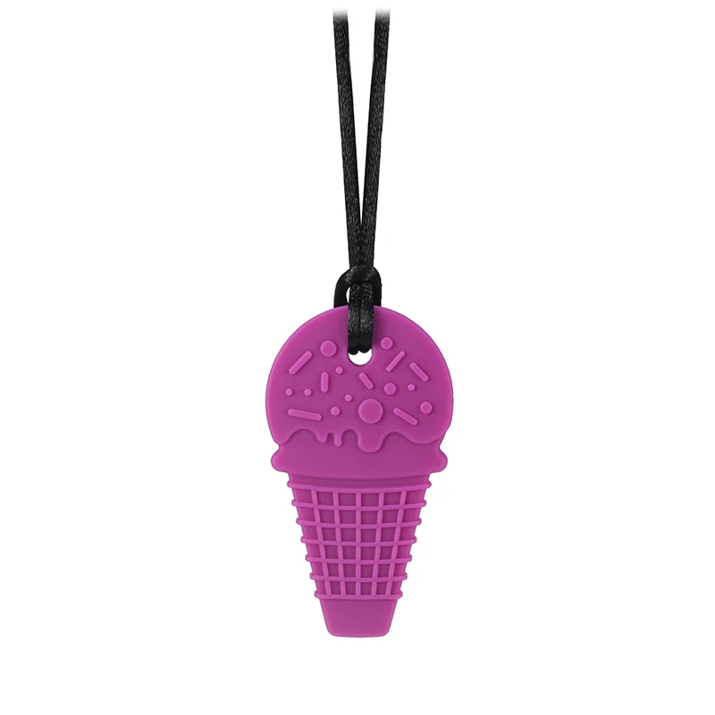 Baby Teether Pizza Ice Cream Shape Sensory Chew Necklace Silicone Teeth Glue For Teething Autism Biting Chewing Baby Care
