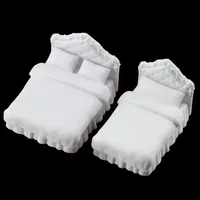 1:25 Scale Dollhouse Wooden Bed Set - Double and Single Beds DIY Furniture Kit for 1:12 Miniature Bedroom Decor, Model Building