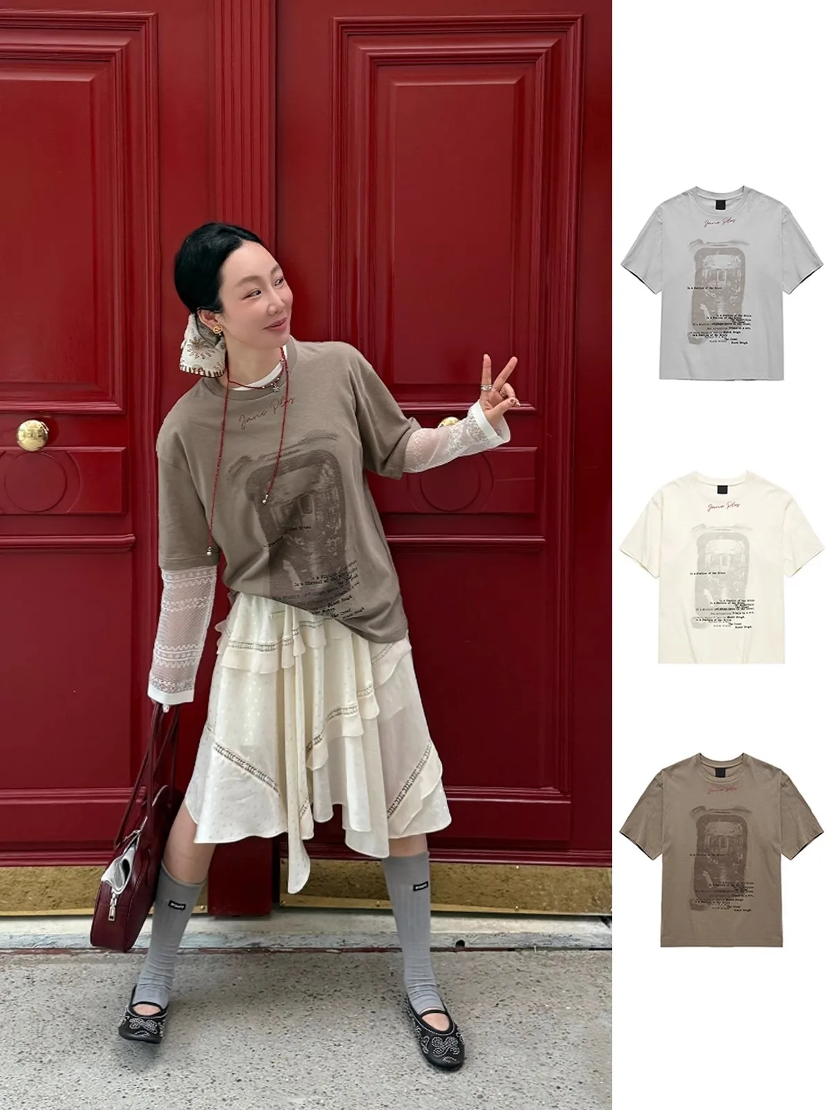 

Brand ort Sve Toast T-irt VVNK JANE plus Street Sle round Ne Print Cotton Summer Regular Fit