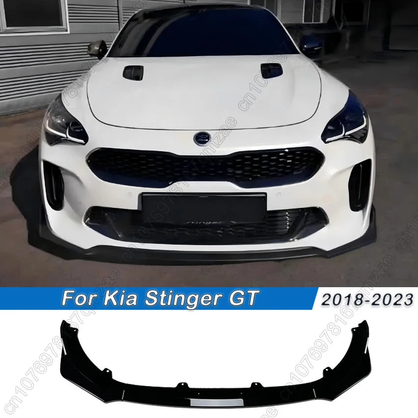 For Kia Stinger GT 2018-2023 Gloss Black Front Bumper Spoiler Lip Lower Body Kit Diffuser Splitter Tuning Guard Body Kit Tuning