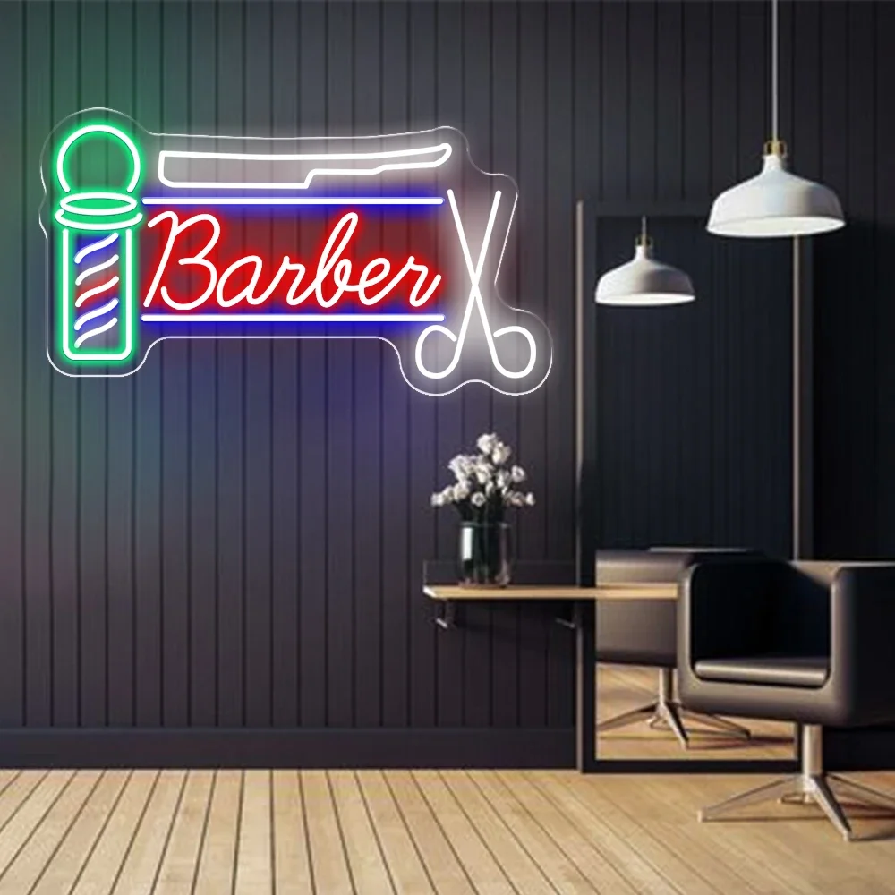 Barber Shop Neon Sign Led Barbershop Lights Sign Hair Dresser Gift for Hairstylist Hairdresser Barber Shop Hair Salon Decor