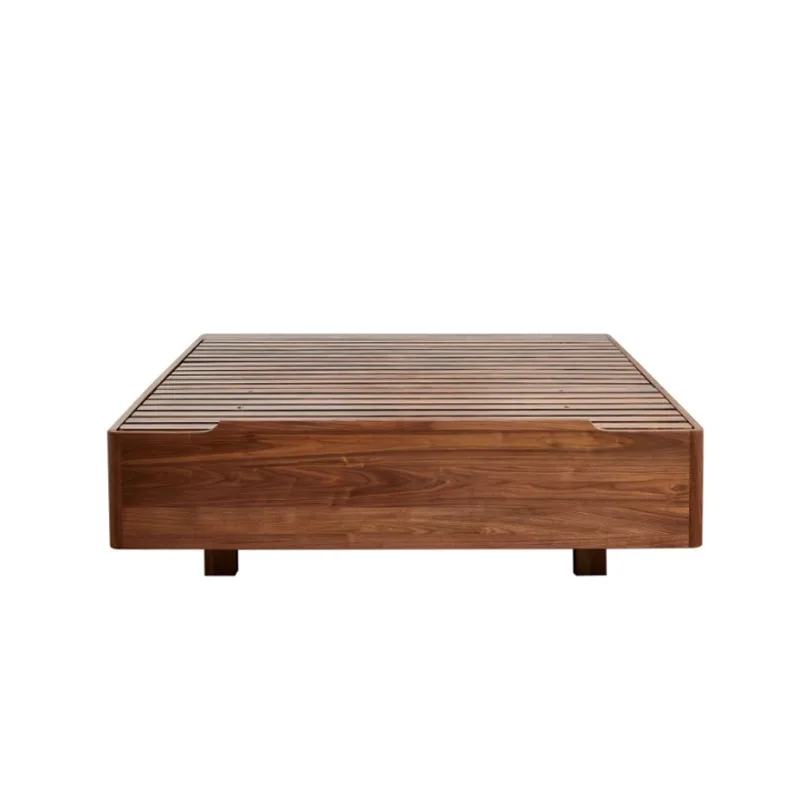 Black walnut box tatami bed Nordic all solid wood cherry wood suspension bed