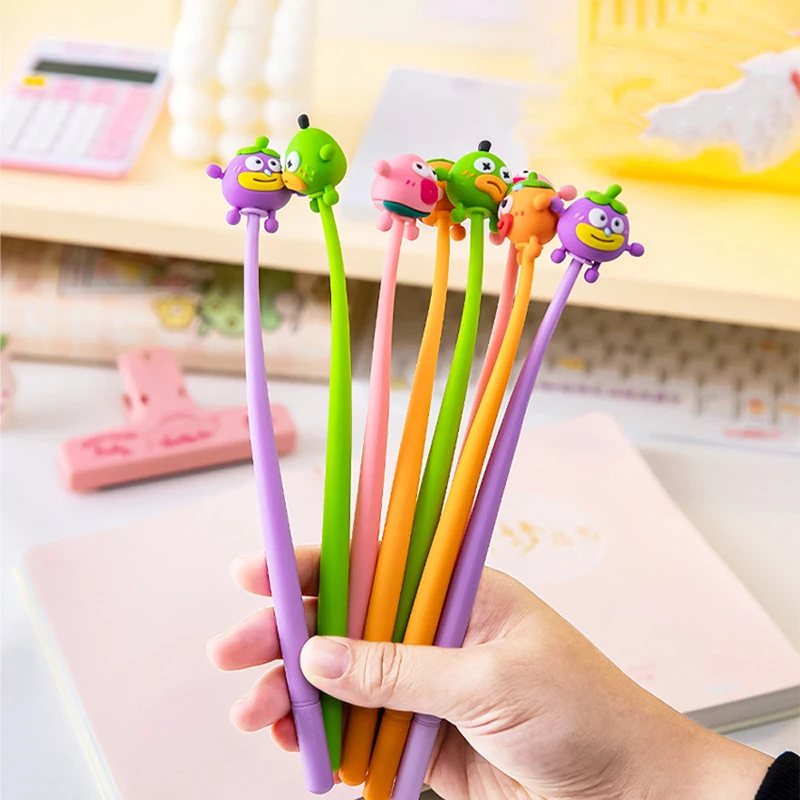 New Cartoon Cute Ugly Cute Fruit Neutral Pen Student Silicone Shaking Toy Pen Children's Learning Stationery Kids Birthday Gift