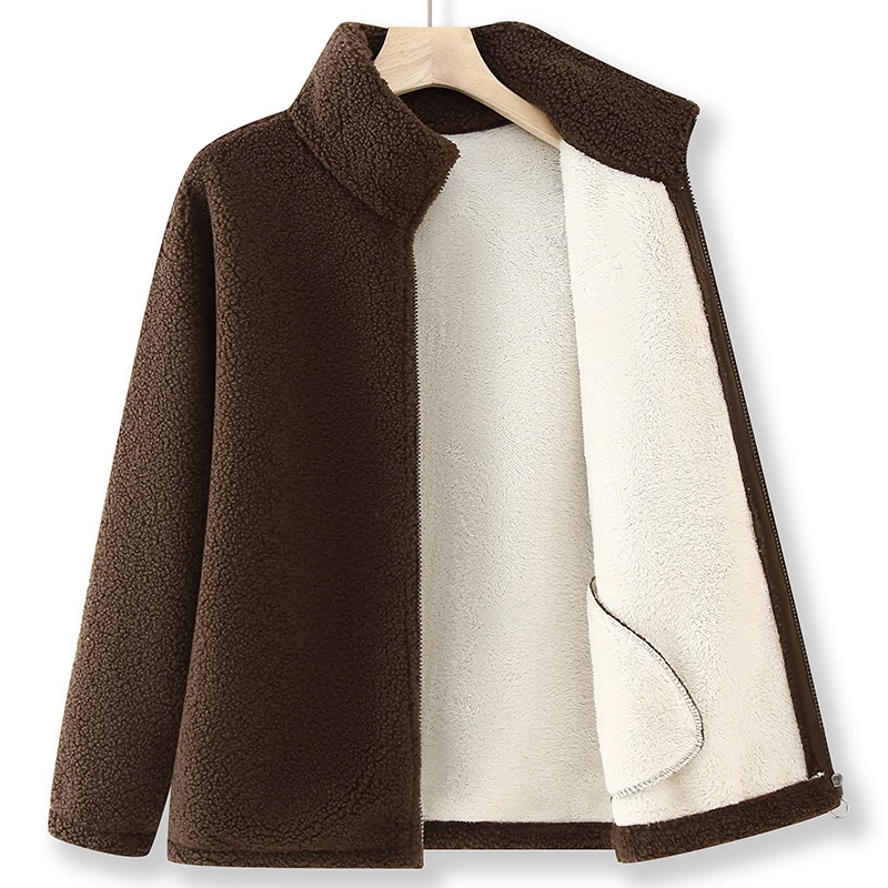 2025 Damenjacke Neue Mode Plus Size Fleece Damen Granulatflor Herbst Winter verdickte Fleecejacke