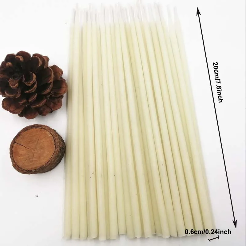 50pcs/lot Natural Beeswax Stick Wax Orthodox Candle Φ0.6x20cm