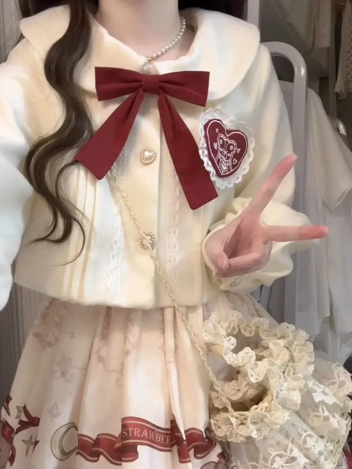 Primavera nuevo vestido de abrigo de fiesta de cumpleaños para mujer Navidad Año nuevo vestido de princesa Kawaii Lolita conjunto de dos piezas trajes femeninos