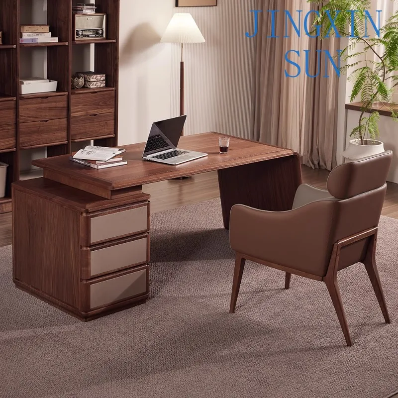 North American black walnut all-solid wood desk, simple modern home workbench, study boss desk, office computer desk