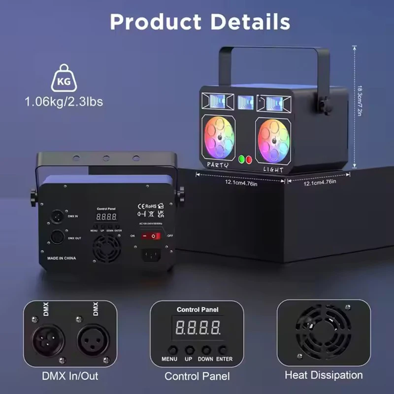 ไฟปาร์ตี้ LED Uponelite 24W 4in1 แสงผสมหลายเอฟเฟกต์ RGBW ลวดลายสีสัน ไฟแฟลช ไฟเวที DMX สำหรับดีเจ ดิสโก้ คลับ