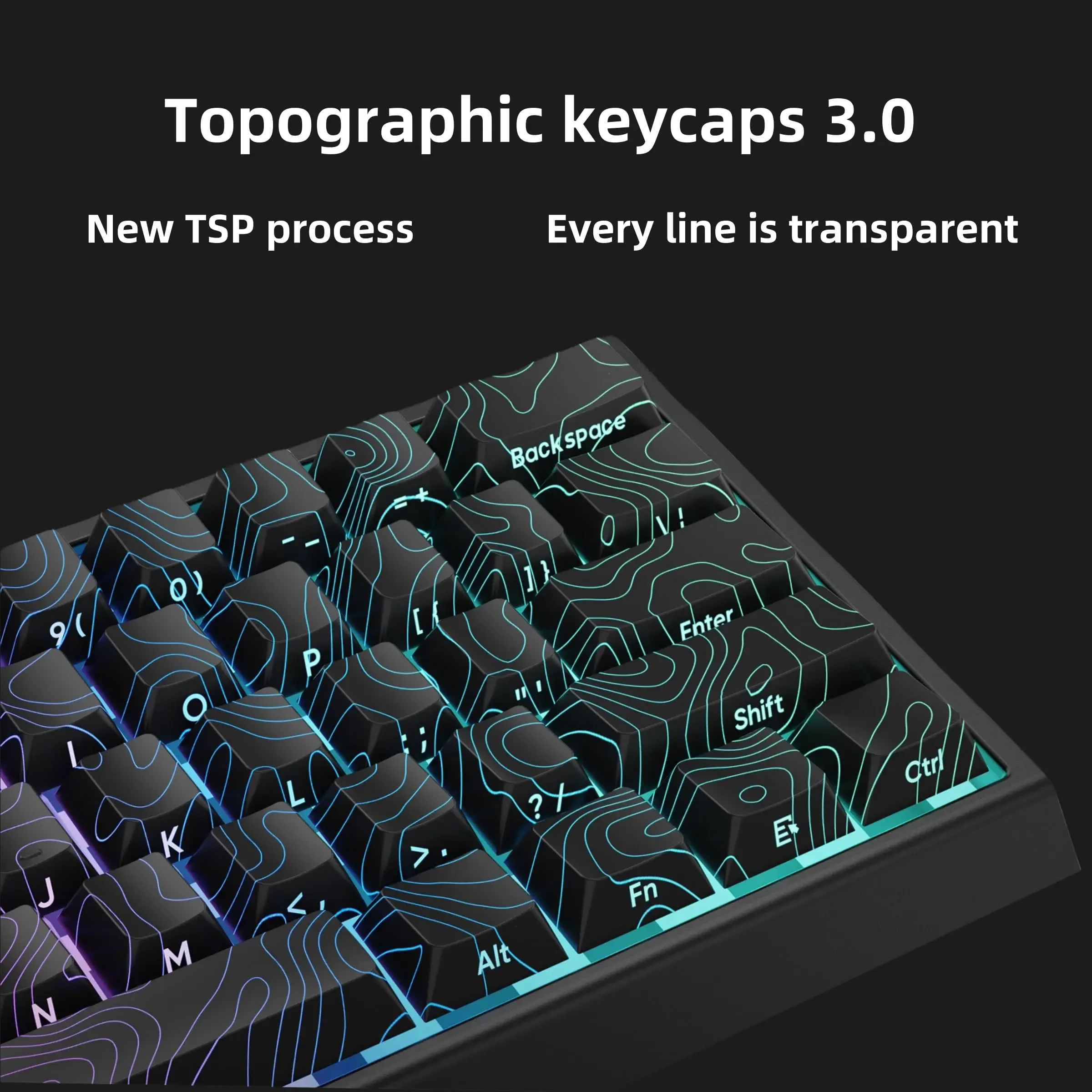 131 Key Universal Mechanical Keyboard Keycaps Topographic Pattern Shine-Through ABS Game Keyboard Personality Customize Key Cap