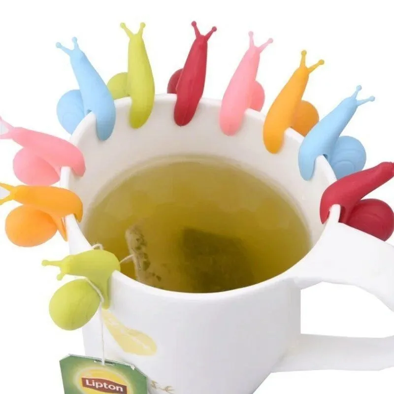 5 PCS Exquisite Snail Shape Silicone Tea Bag Holder Cup Mug Candy Colors Cute