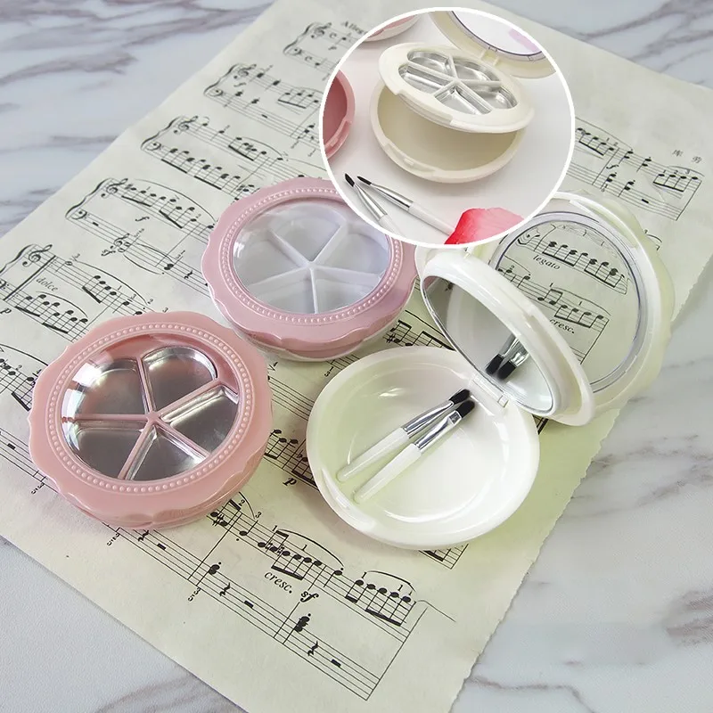 1pcs Flower Empty 5 Grids Powder Compact Eyeshadow Case Lipstick Container DIY Blush Box With Brush And Mirror Makeup Tools