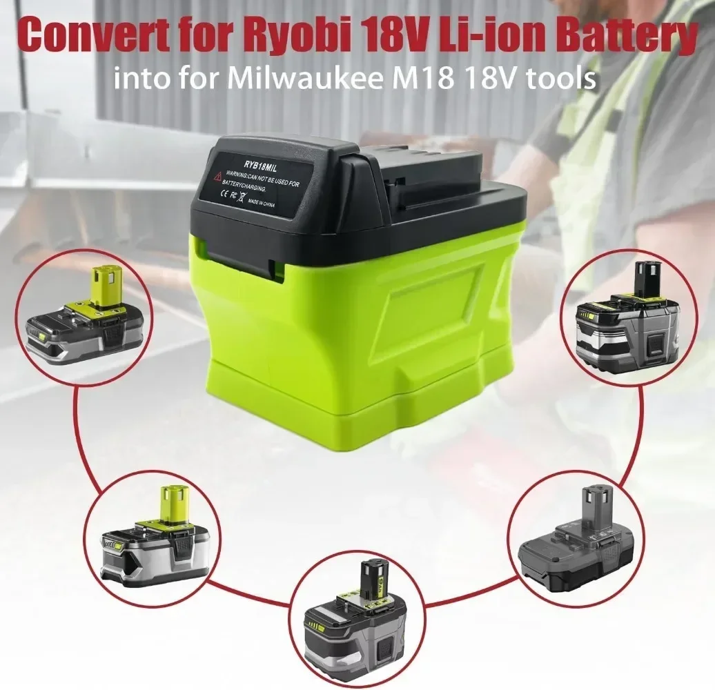 Adapter Konverter für Ryobi 18V Li-Ionen-Akku p107 p108 für Milwaukee 18V für m18 Li-Ionen-Elektro werkzeug bohrer umwandeln