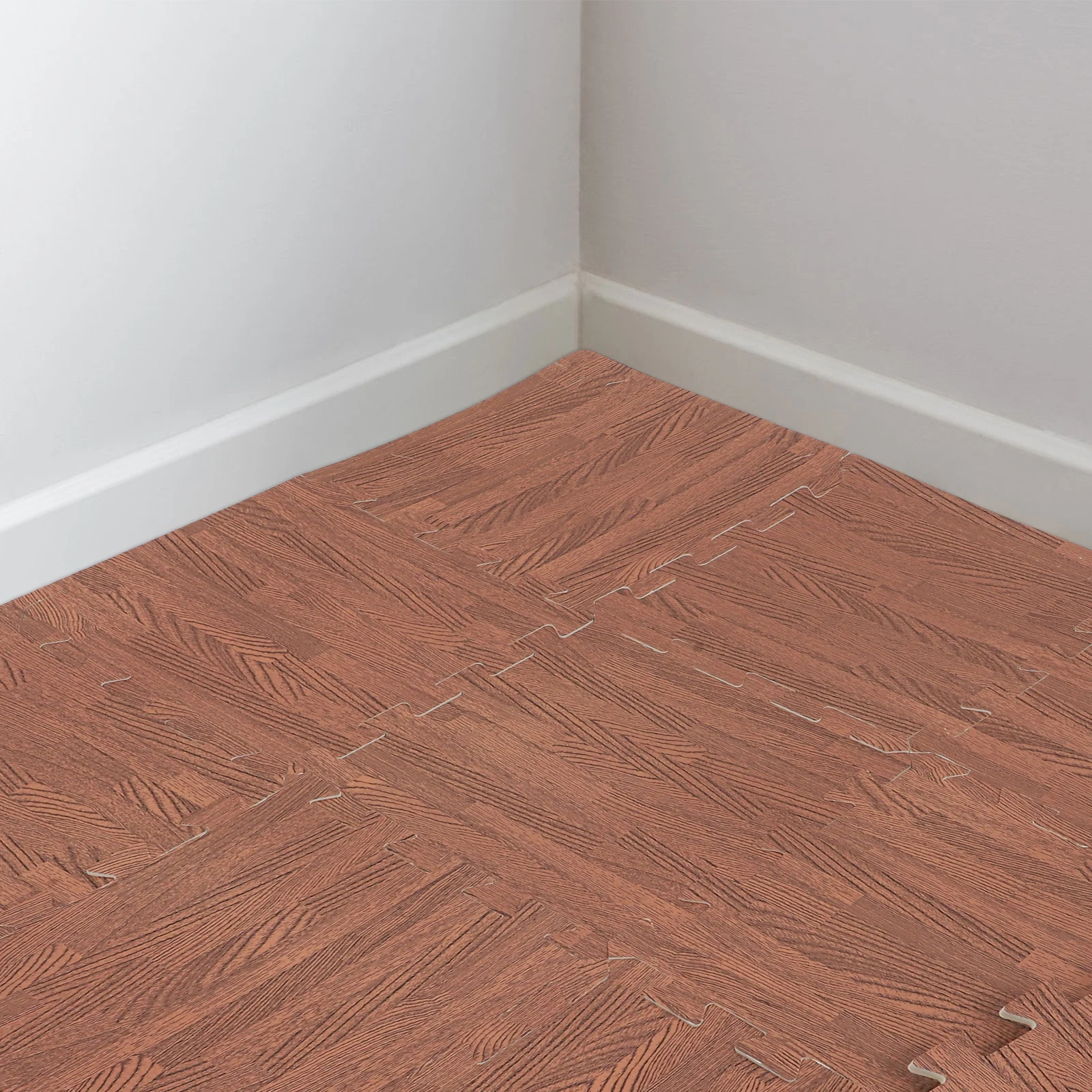 

10Pcs Eva Protective Floor Mat Wood Grain Non-Slip Puzzle Pieces for Garage Gym Home Play Areas Durable Lightweight Brown