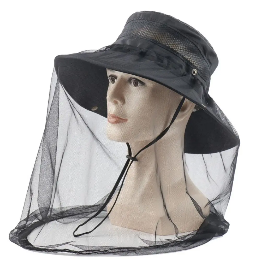 Camouflage Hat-Veil Beekeeping Hat Anti Mosquito Outdoor Fishing Sun Cap Anti Bee Hat Insect Mesh Hat Mosquito Net Hat