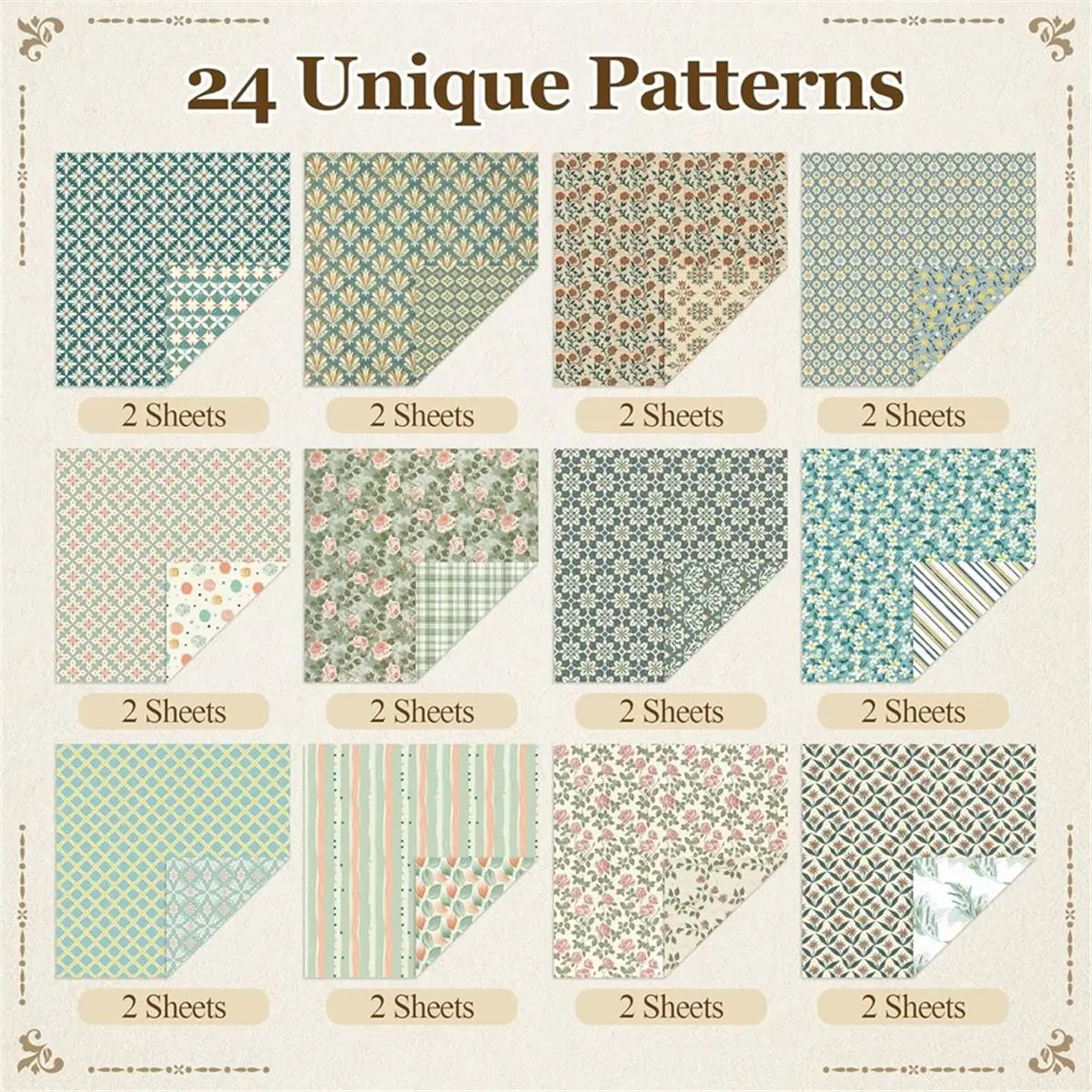 update. 24 Sheets Scrapbook Paper 12x12''Double-Sided Scrapbooking Cardstock Boho Floral Pattern Decorative Paper for DIY Crafts