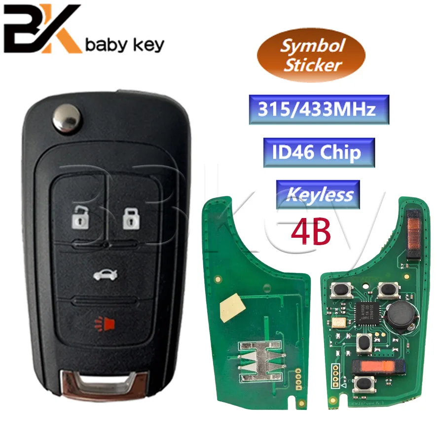 

BB ключ для Chevrolet Cruze Sonic, Malibu, Impala, Equinox, Camaro, Orlando, Opel, Vauxhall, чип 315 МГц, ID46, 4 кнопки, без ключа