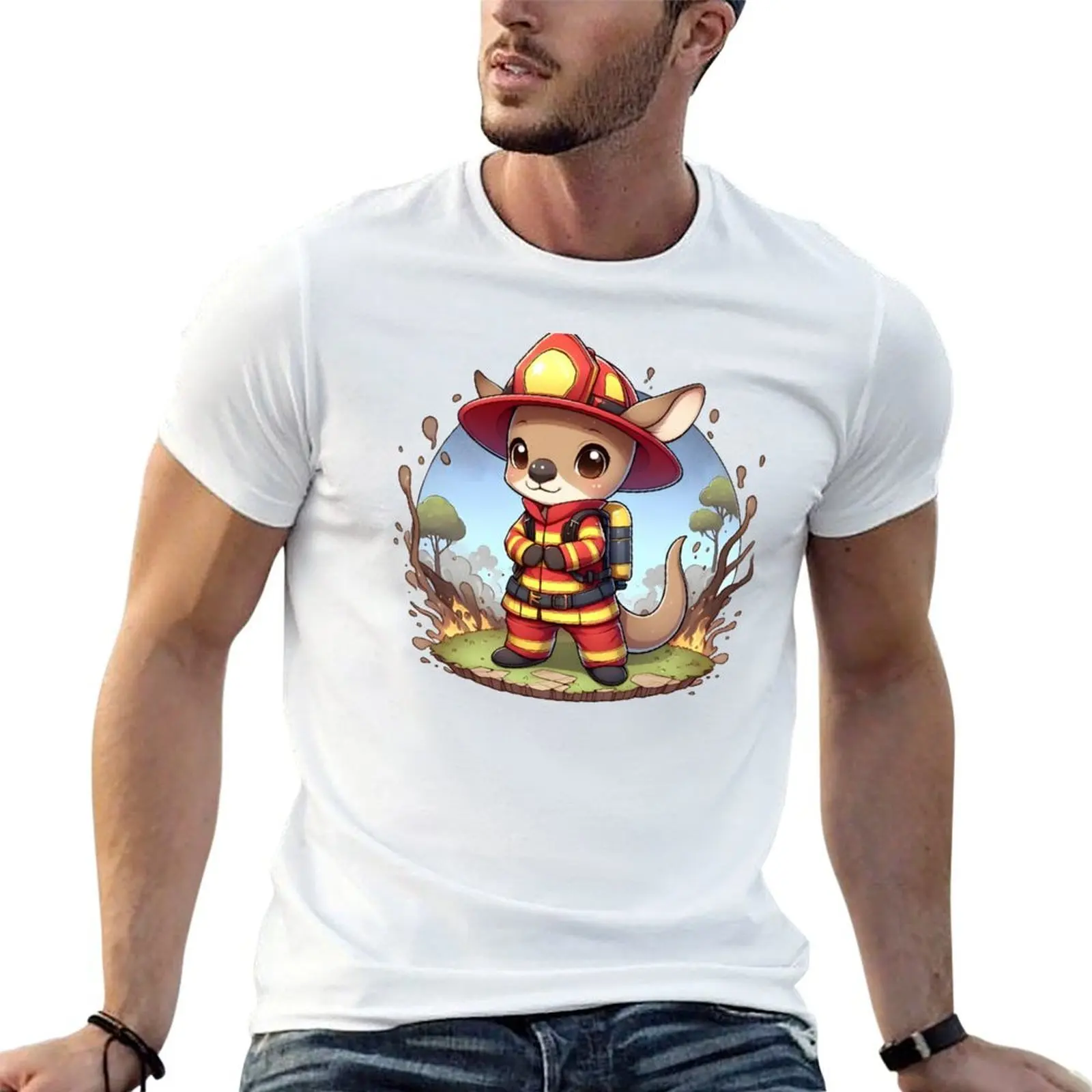 Kangaroo Fireman Chibi Australia T-Shirt essential t shirt sublime fitted t shirts for men