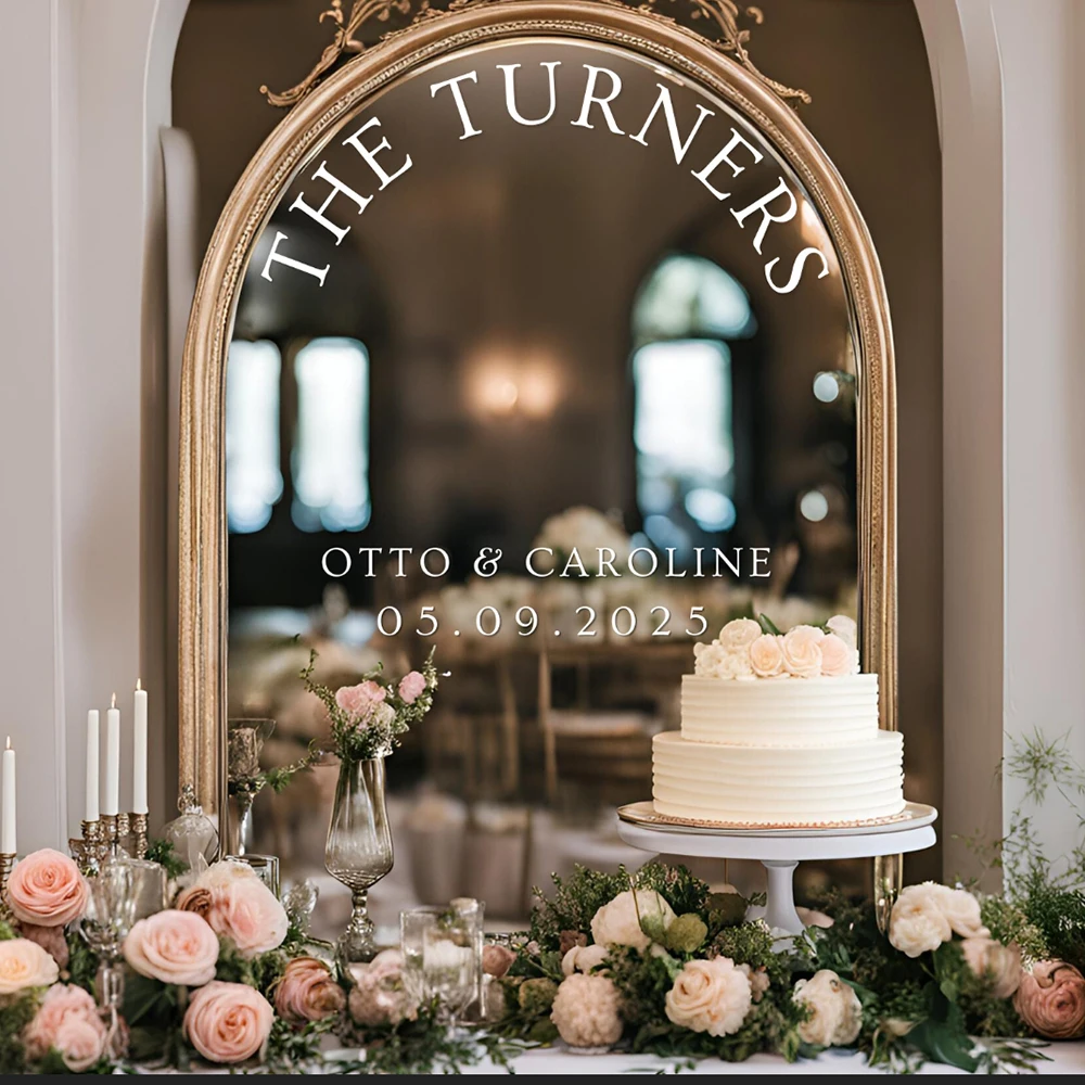 

Welcome Entry Sign Wedding Stickers The Turners Custom Names Vinyl Decal For Mirrors Wedding Decor Modern Engagement Wedding