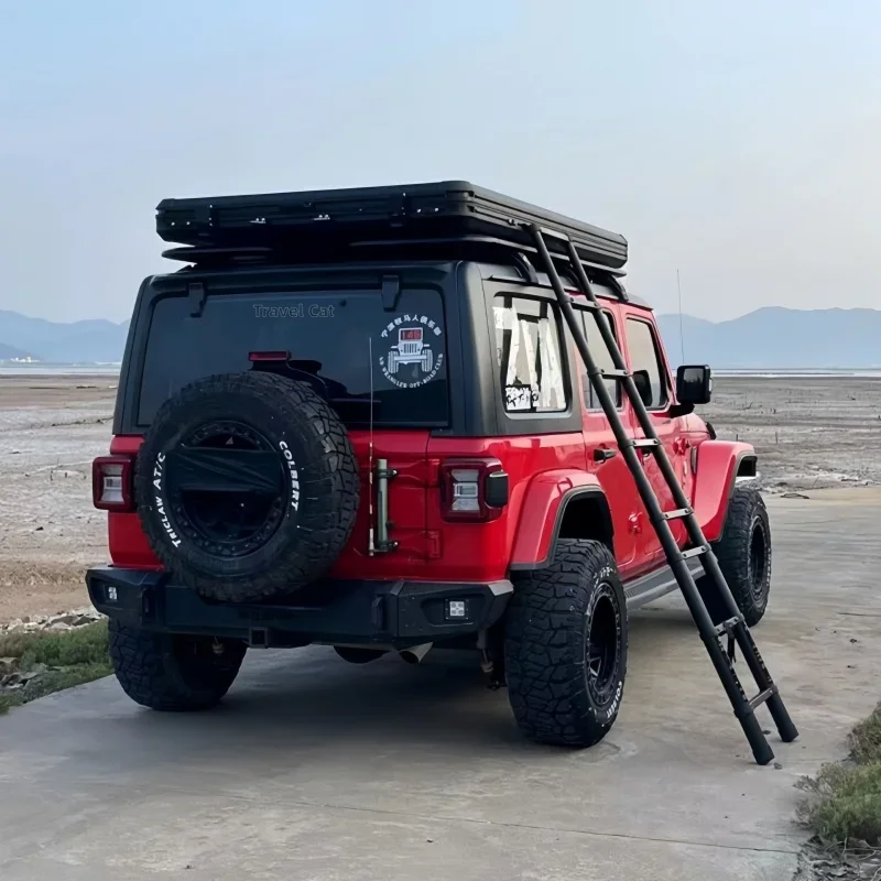 

Outdoor Upgraded Double Slots Solar Panel Aluminum Corners Hard Shell Triangle Car Roof Top Tent