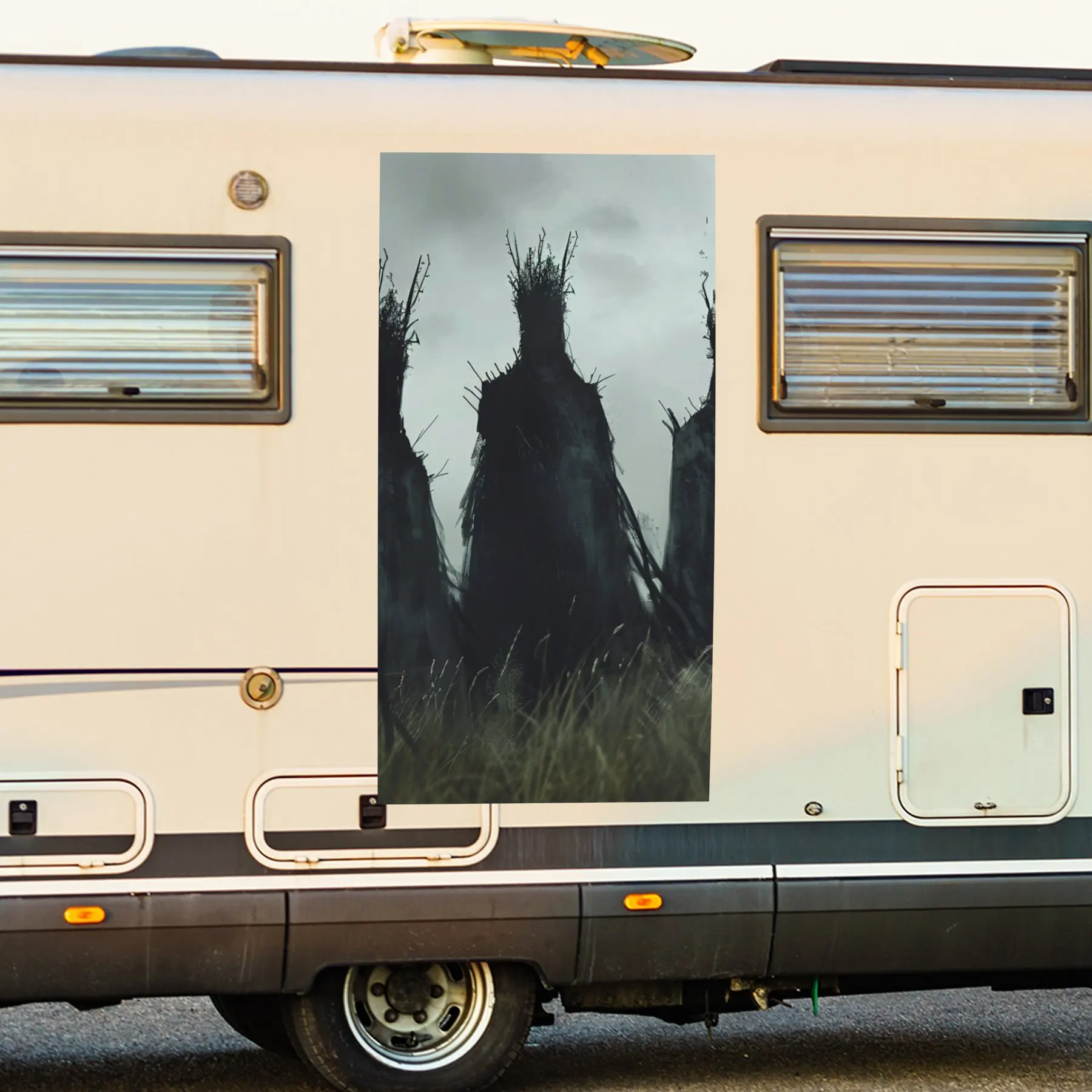 

Мистические тени на лугу, наклейка на дверь автомобиля на колесах автомобиля, ПВХ, самоводонепроницаемая палочка, яркие автомобильные внешние аксессуары, защита декора