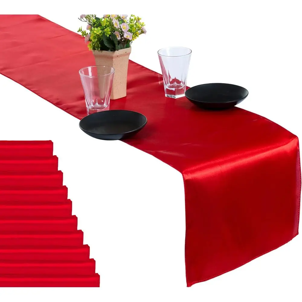 Set of 30 12x108 Inch Satin Table Runners for Weddings, Parties, and Special Events - Red