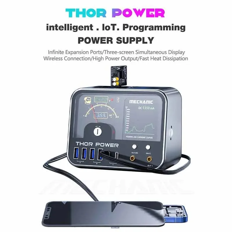 MECHANIC Thor-Power Intelligent Programming Adjustable DC Regulated Power Supply IoT Digital Diagnostic Expansion Charger Tool