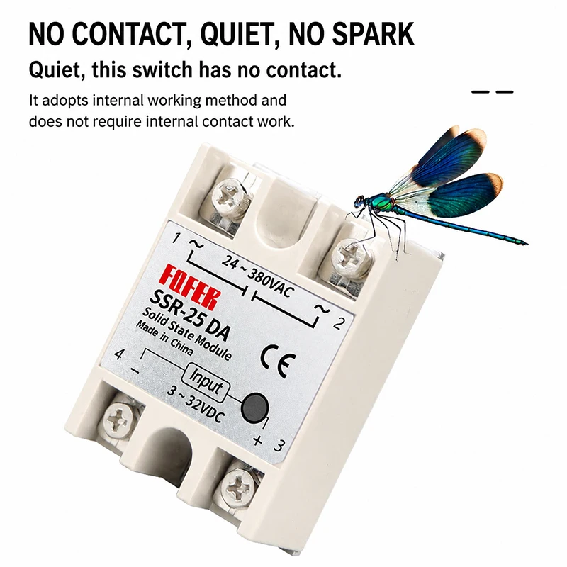 10A SSR 25A Solid State Relay 40A Output 3-32VDC 24-380VAC 220V Single Phase DC TO AC 40A Relay SSR HeatSink SSR 40DA
