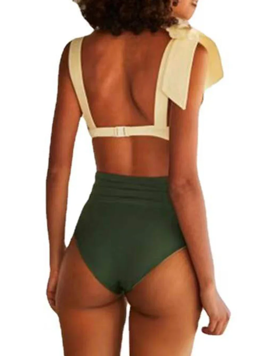 String น่ารักบิกินี่ 2024 ผู้หญิงสูงเอวชุดว่ายน้ํา Vintage ชุดว่ายน้ําหญิง Bathers ชุดว่ายน้ําชุดว่ายน้ําฤดูร้อน Beachwear