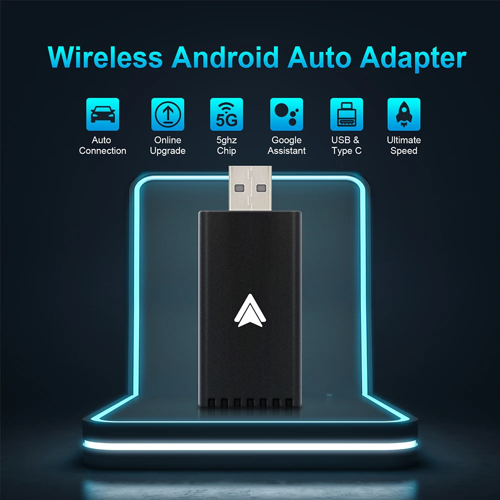 Mini upgraded Android Auto wireless adapter for converting OEM wired AA to wireless Android Auto in-car USB Plug & Play player