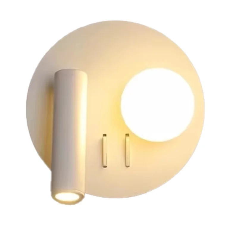 

ABJN-Adjustable White Wall Lamp With 350° Rotation Backlight, Switch Ideal For Hotel Bedroom, Bedside