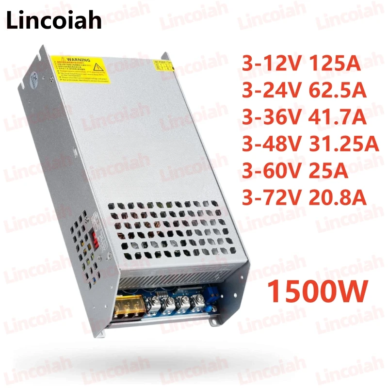 

1500W Switching Power Supply Adjustable DC 0-12V 24V 36V 48v 60V 72V AC 110/220V Industrial SMPS For LED Light strip Motor CNC