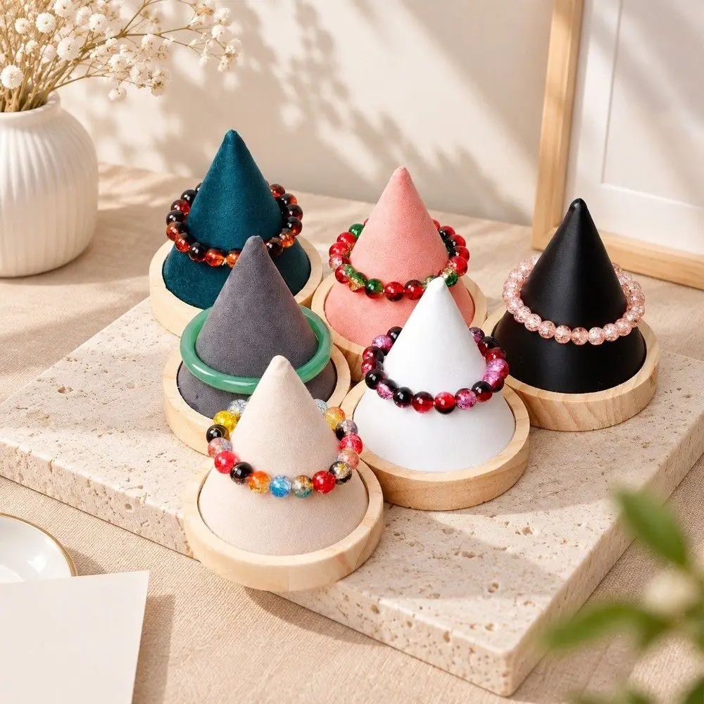 Wooden Jewelry Storage Stand Cone Shape Creative Bracelet Display Stand Simple Modern Jewelry Organizer For Photography