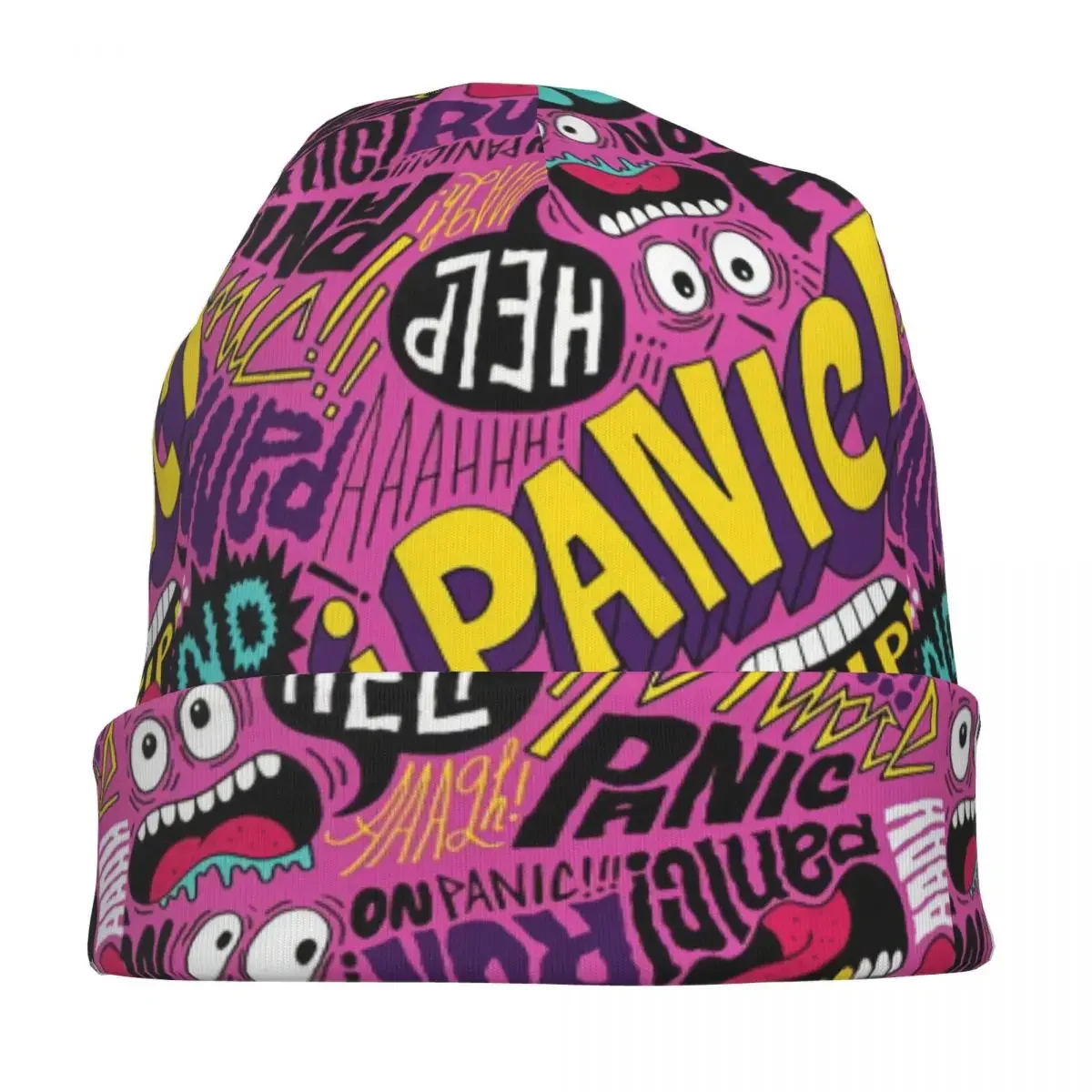 Pop Manga Comic Freak Doodle Bonnet Hats Knitted Hat Fashion Outdoor Skullies Beanies Hat Men's Women's Warm Dual-use Caps