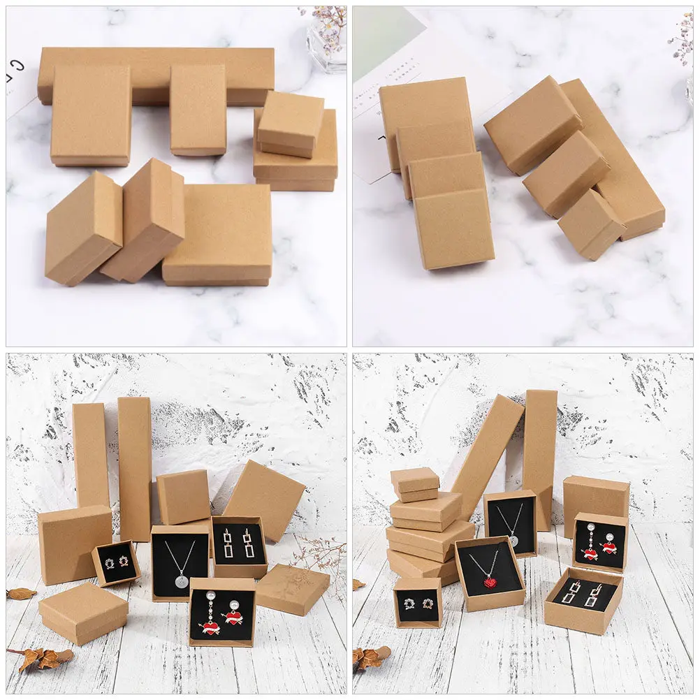 6Pcs Elegant Jewelry Gift Box Set Portable Compact Storage Case for Studs Earrings Pendants Trinkets Beads Coins with Protective