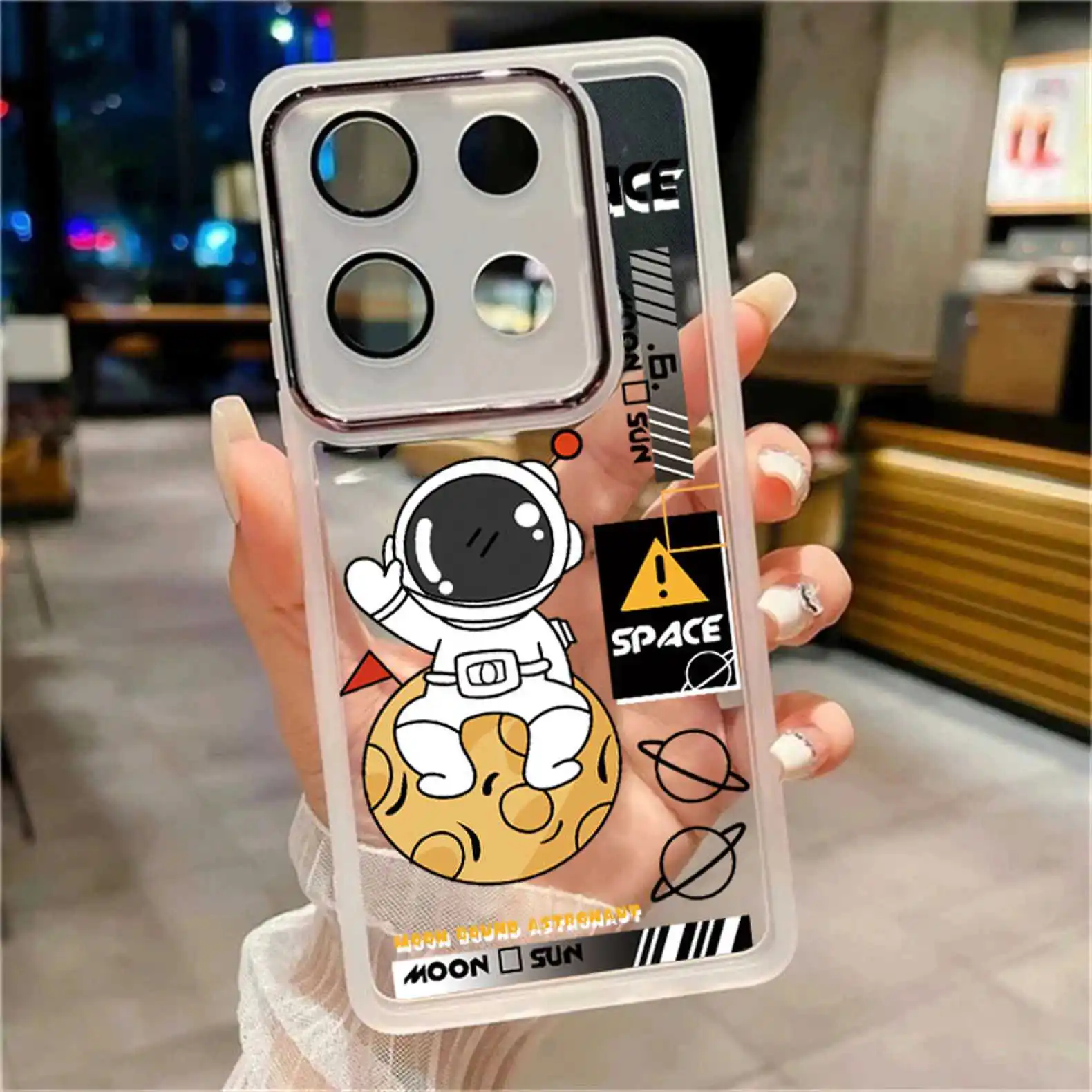 Original for Infinix Note 40 Pro 5G Silicone Soft Shell for infinix Note 30/40 Pro/ Pro Plus 4G/5G Full Moon Astronaut Pattern