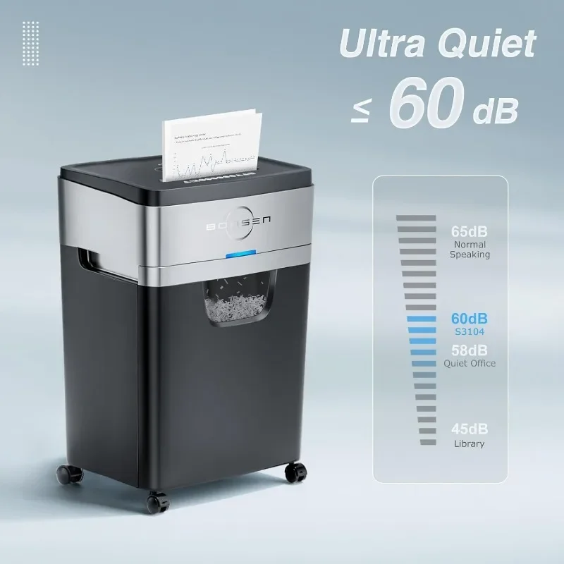 Paper Shredder, 20-Sheet 60 Mins Nonstop Heavy Duty Paper Shredder for Office, 60dB Ultra Quiet Cross-Cut Shredder image 3