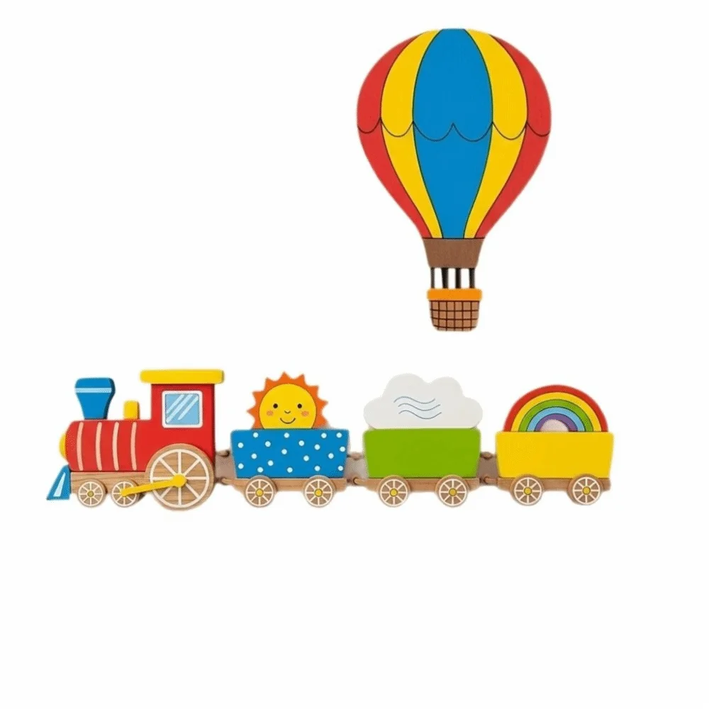 4Pcs/Set Nordic Style Wooden Wall Decoration Colorful Wooden DIY Hot Air Balloon Wall Decoration Fantasy Design