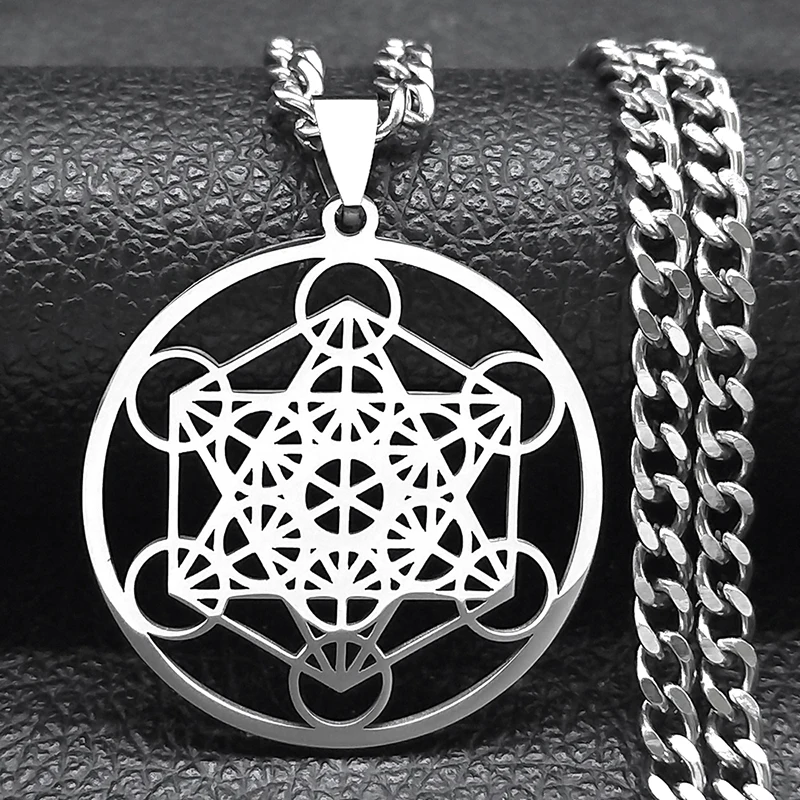 Heilige Geometrie Metatron-Würfel Halskette für Frauen Männer Edelstahl Goldfarben Kraftvolles Amulett Chakra Spiritueller Schmuck Geschenke – Detail 8
