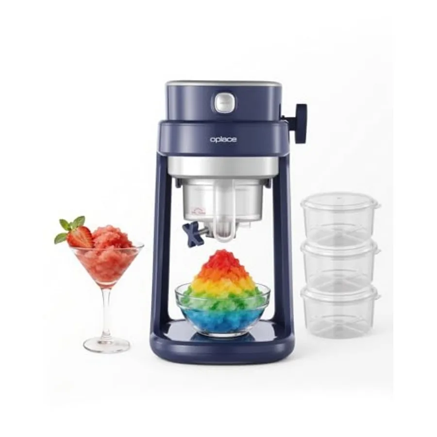 Shaved Ice Machine for Home, One-Press Operation Electric Snow Cone Maker with Blade Adjustment for Slushies, Bingsu, Frozen De