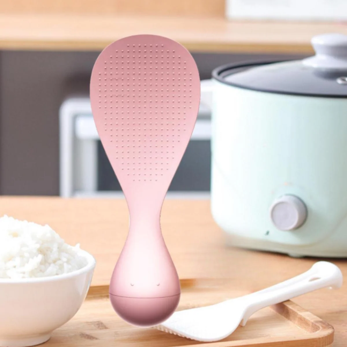 1 Pieces of Stand-Type Tumbler Rice Spoons – Heat-Resistant & Suitable for Use in Household Rice Cookers